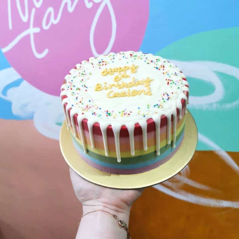 classic rainbow drip cake