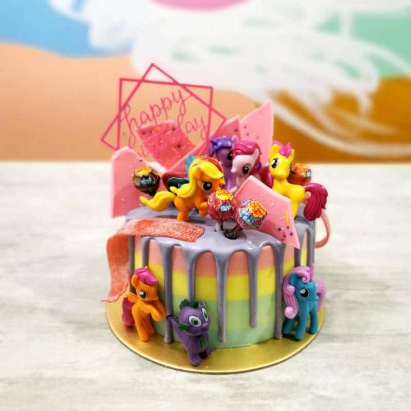 little pony rainbow drip cake