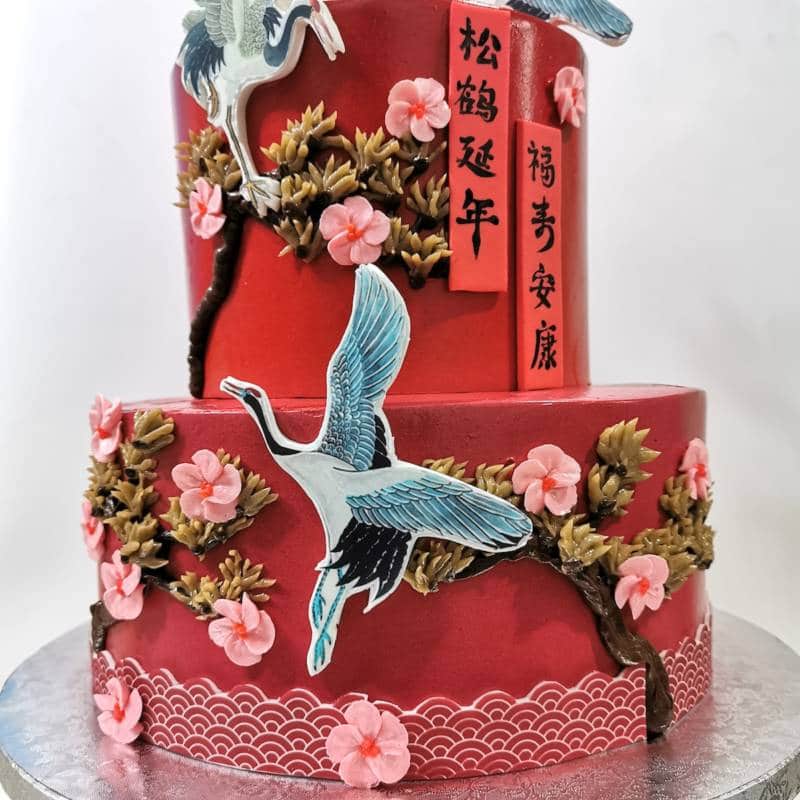 shou majestic crane cake_