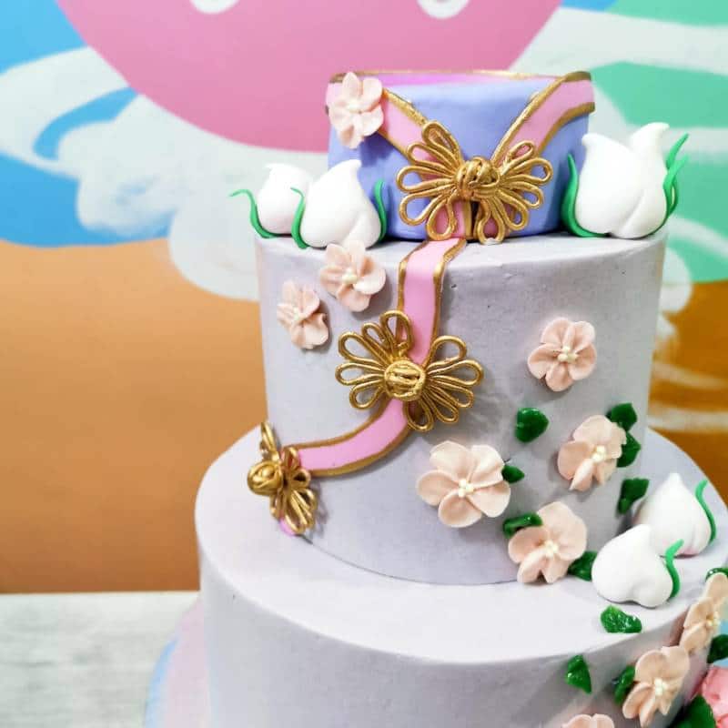 shou qipao floral cake