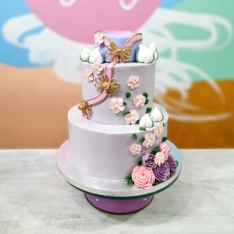 shou qipao floral cake(2)