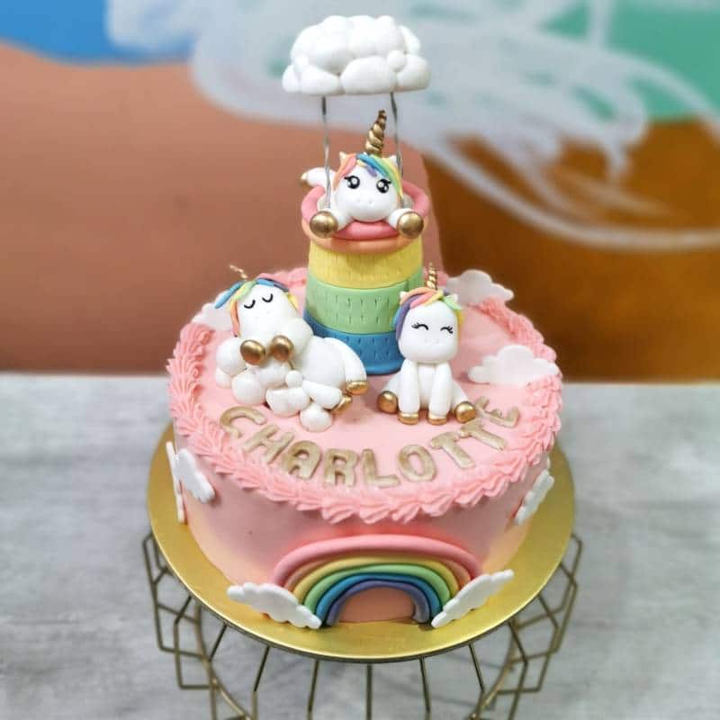 unicorn wonderland rainbow cake
