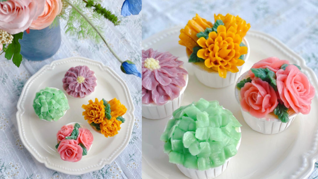 Korean Glossy Buttercream: Floral Cupcakes
